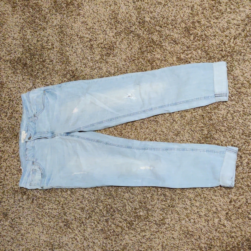 Forever 21 Distressed Ripped Low Rise Denim Jeans